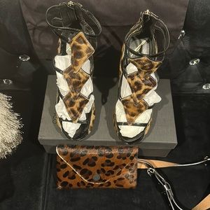 Brian Atwood pony hair sandals with pony hair Fanny pack